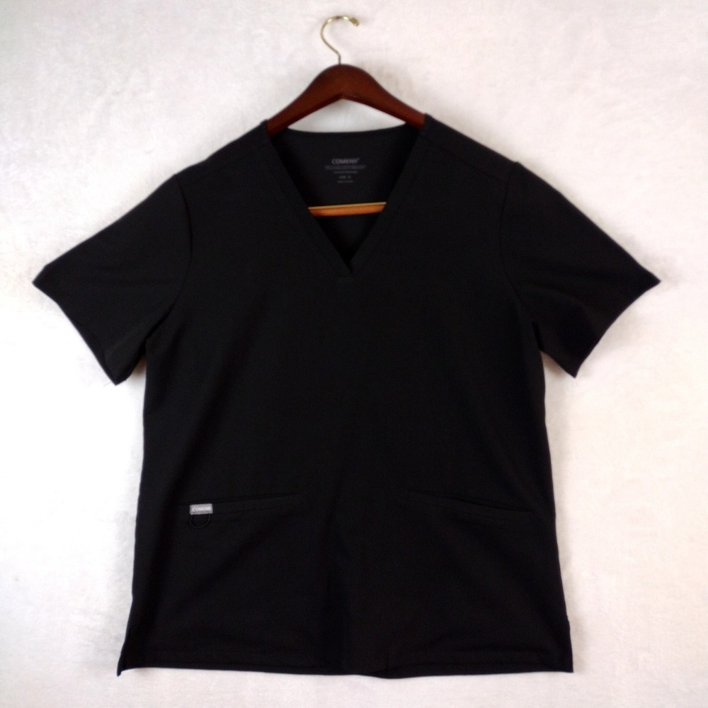 Comenii Technical Workwear Black V-Neck Scrub Top CM2001 Womens XL Nurse Medical